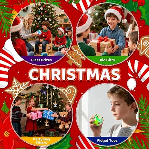 KIDRENFUN Christmas Party Bag Fillers Kids - 24 PCS Stocking Fillers Eve Box Fillers, Stress Ball for Kids Bulk, Class Prizes Mini Fidget Squishy Ball, Xmas Party Favours Boys thumbnail 6