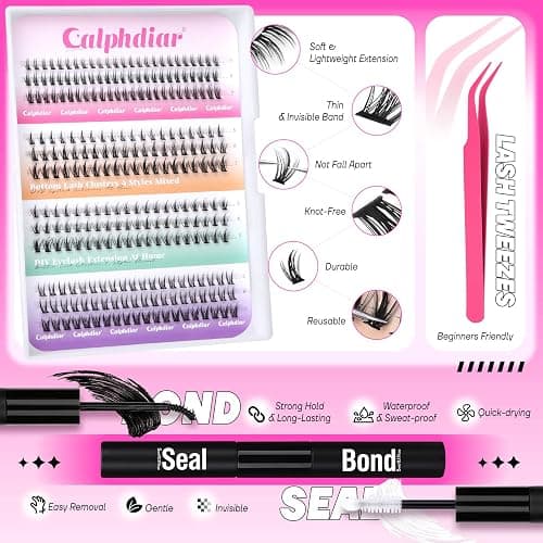 calphdiar Bottom Lash Clusters Kit DIY Eyelash Extensions 4 Styles Bottom Lashes Extension Kit Wispy Lower Eyelash Clusters Kit 5-7mm Natural Individual Lashes 225Pcs for Bottom Lash Extension thumbnail 6