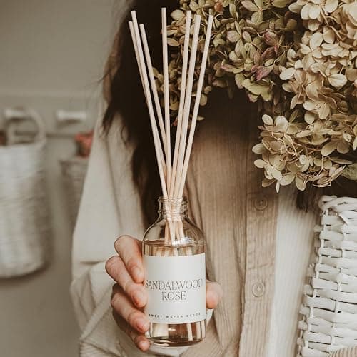 Sweet Water Decor Sandalwood Rose Reed Diffuser Set - Rose, Wood, Amber, Vanilla, & Musk Scented Diffusers - Scent Diffusers for Home, Long Lasting Fragrance, Made in The USA thumbnail 4