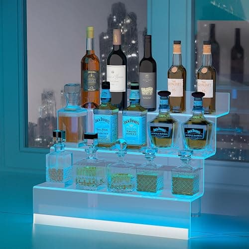 Golener 12" Acrylic Display Organizer with LED, Perfume Organizer for Women | 3-Tier Cologne Organizer for Men, Perfume Stand and Display Step Shelves Holder, Clear Riser, Figures Stand, Dessert Shelf thumbnail 8