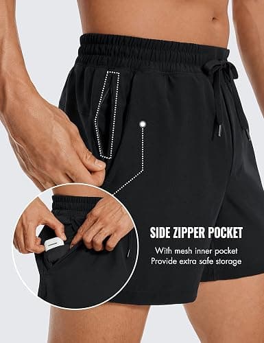 CRZ YOGA Men's Linerless Workout Shorts 5'' - Lightweight Quick Dry for Running Sports Athletic Gym with Pockets thumbnail 4