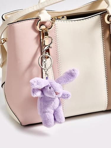 LOHGOU Cute Bunny Bag Charm, Plush Rabbit Keychain Mini Rabbit Car Keys Decor Purse Charm Pendant Decoration thumbnail 6