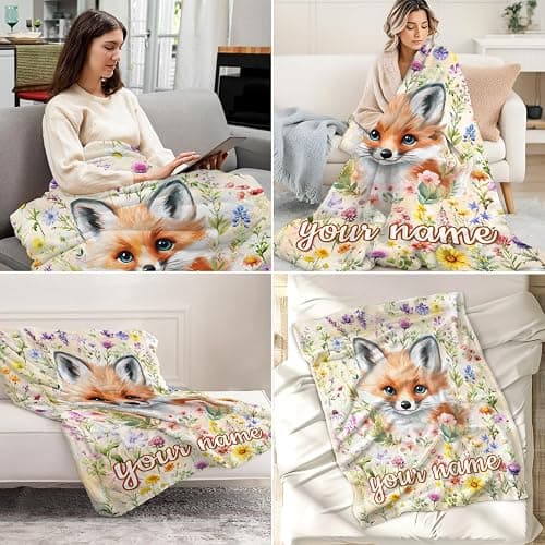 MEETUHONEY Custom Fox Blanket for Kids - 30" x 40" Fox Gifts for Girls - Plush Flannel Toddler Throws Stuff for Crib, Couch thumbnail 5
