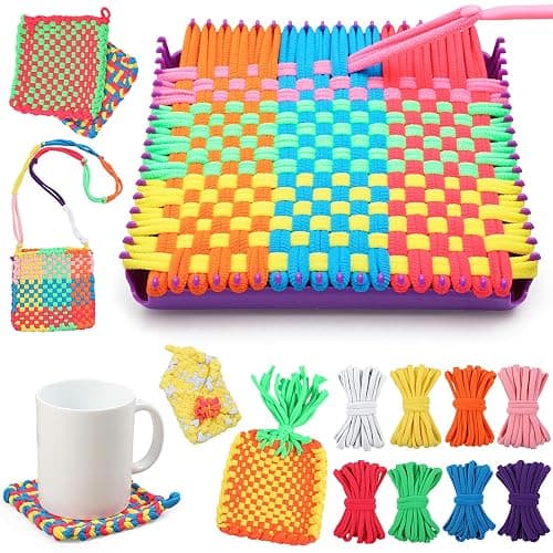 MagicKidz Weaving Loom Kit Toy - Birthday Gifts for Kids 6 7 8 9 10 11 12 Years Old - Arts and Crafts Kit for Girls Ages 6-8 10-12, DIY Potholder Knitting Kit with Loops - Image 1