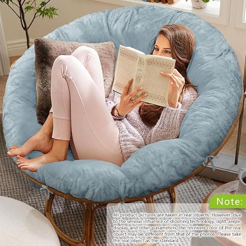 Bextile Shaggy Cover for Papasan Cushion, Shaggy Papasan Chair Cushion Cover, Fluffy Plush Faux Fur Zippered Slipcover Only, Removable Papasan Cushion Covers (A, 55 * 55in) thumbnail 8