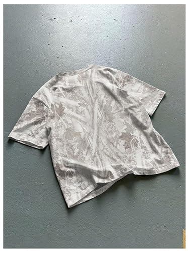 RoseSeek Men's Camo Baggy T Shirts Short Sleeve Crewneck Summer Tops | Drop Shoulder, Casual, Summer, Camo Shirt thumbnail 2