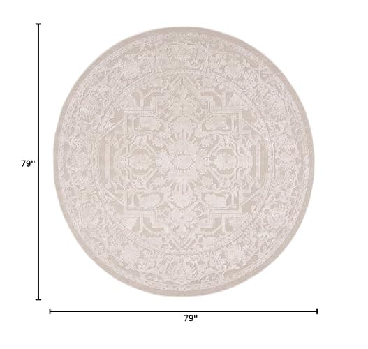 SAFAVIEH Reflection Collection Area Rug - 6'7" Round, Cream & Ivory, Non-Shedding & Easy Cleaning, Ideal for Living Room, Bedroom (RFT665D) thumbnail 2