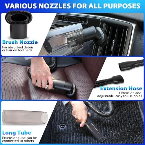 THINKWORK Car Cleaning Kit, Car Detailing Kit Interior Cleaner with High Power Handheld Vacuum, 10Pcs Detailing Brush and Storage Bag, Gray Auto Interior Cleaning Kit for Men thumbnail 4