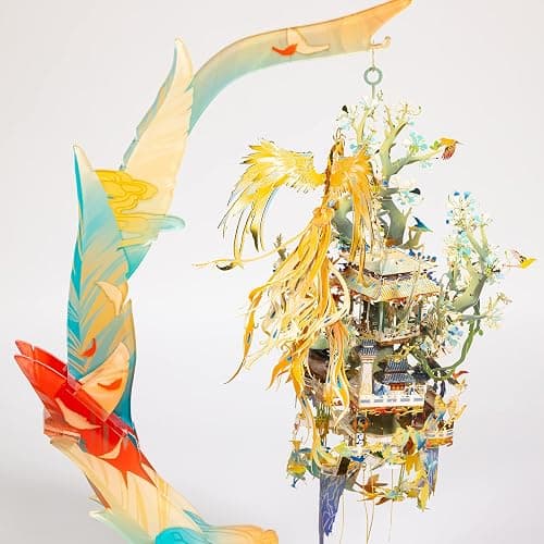 MU 3D Metal Puzzle Model Kits-Birds Pay Homage to The Phoenix, Adult DIY Kits Chinese Palace Puzzles and Teens Brain Teaser Jigsaw Miniature Building thumbnail 6