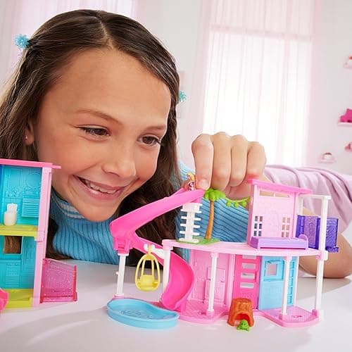 Barbie Mini BarbieLand Doll House Sets, Mini Dreamhouse with Surprise 1.5-inch Barbie Doll, Furniture & Accessories, Plus Elevator & Pool thumbnail 2