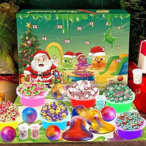 2025 Christmas Countdown Advent Calendar 24 Days with Butter Slime Party Favors for Kids Stress Relief Toys Surprise Xmas Gifts for Girls Boys Toddlers thumbnail 2