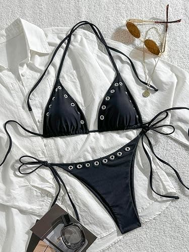 SEGT Women's 2 Piece Y2K Bikini Sets Grommet Eyelet String Thong Bathing Suit High Cut Triangle Micro Sexy Cheeky Swimsuits thumbnail 7