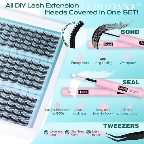 Fairy Lash Clusters Kit Manga Eyelash Clusters Wispy DIY Lash Extension Kit Anime Cluster Lashes 10-16mm Cluster Eyelash Extensions C-Curly Individual Lashes Kit with Bond & Seal, Tweezers by ALPHONSE thumbnail 6