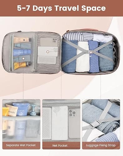 LOVEVOOK Large Travel Backpack for Women & Men, 40L Carry on Backpack for Airplanes, TSA Personal Item Travel Bag fits 17" Laptop, Waterproof Travel Essentials Airline Approved with 3 Packing Cubes thumbnail 9