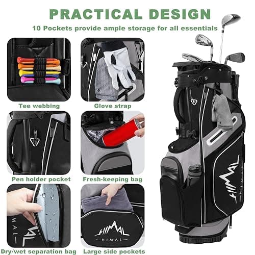 14-Way Golf Stand Bag,Premium Lightweight Golf Bag with Full-Length Dividers, Interchangeable PE-Padded Straps & Stabilizing Kickstand - Plush-Lined Top with Waterproof Cover thumbnail 3