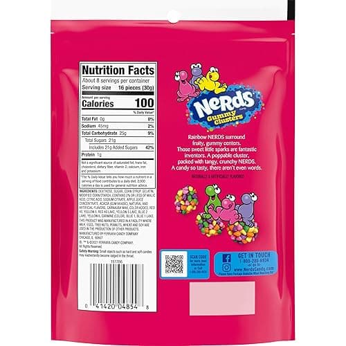 NERDS Gummy Clusters, Candy, Rainbow, Crunchy and Gummy, 8 oz - Rainbow - 8 Ounce (Pack of 1) thumbnail 9