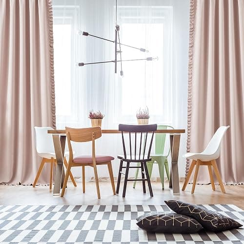 Jubilantex Pink 80% Blackout Christmas Curtains with Ruffle Heavy Solid Thermal Insulated Window Treatment Set Soft Drapes for Bedroom Living Room Light Blocking Rod Pocket Curtain, 40Wx63L, 2 Panels thumbnail 9