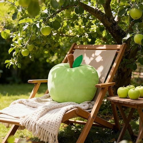 LANPU Cute Apple Shaped Plush Pillow – Soft Fruit Cushion for Couch | Sofa, or Bed, Adorable Decorative Throw Pillow for Room, Living Room & Home Decor (11 Inch,Green) thumbnail 2