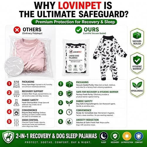 LovinPet Large Dog Pajamas, All-Season Animal Print, White, XL | 4-Leg Cotton Blend Bodysuit; Ribbed Cuffs; Warm Pajamas for Pitbulls and Big Breeds; Black; Large Breed Dog Jammies thumbnail 3
