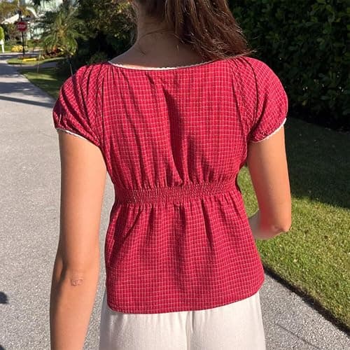 Short Sleeve Shirts Lace Patchwork Tee Tops thumbnail 4