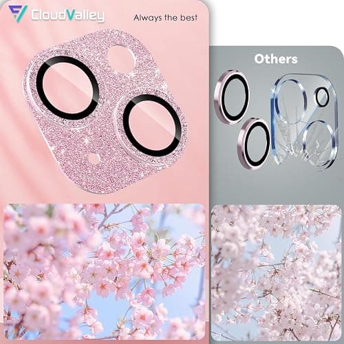 CloudValley for iPhone 15/ iPhone 15 Plus Camera Lens Protector, HD Tempered Metal Matte Glass Anti-Scratch, Case Friendly Full Screen Cover Film Accessories, GlitterPink thumbnail 6