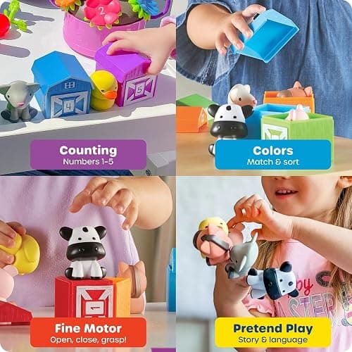 Learning Resources Peekaboo Learning Farm - Farm Animals for Toddlers, Educational Fine Motor Montessori Sets, Toddler Animal Toys, Counting, Sorting & Matching Barn Animal Toy, Little Animal Figures thumbnail 4