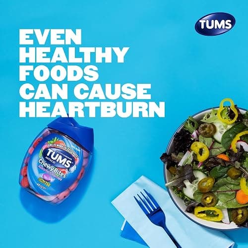 TUMS Chewy Bites Antacid Tablets for Chewable Heartburn Relief and Acid Indigestion Relief, Assorted Berries - 60 Count thumbnail 6