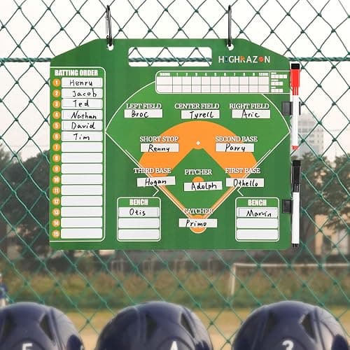 HIGHRAZON Magnetic Baseball Coach Clipboard, Dry Erase Coach Lineup Board, Premium Tactical Baseball Coaching Board with 40 Lineup Cards and Marker, Dugout Display Softball Coaching Accessories thumbnail 6