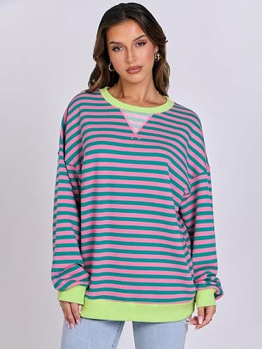 ANRABESS Women Striped Sweatshirts Oversized Crewneck Long Sleeve Shirts Y2K Pullover Top 2025 Fall Outfits Fashion Clothes thumbnail 7