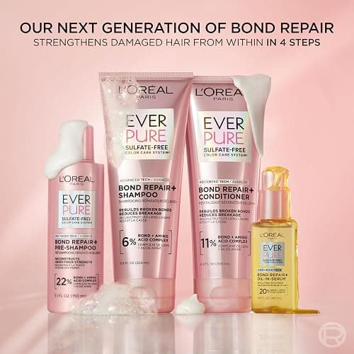 L'Oreal Paris Sulfate Free Bond Repair+ Pre Shampoo Concentrate, Hair Treatment with Bond + Amino Acid Complex for Colored, Bleached or Damaged Hair, EverPure, 5.1 Fl Oz (Packaging May Vary) thumbnail 4