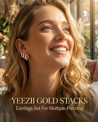 9 Pairs Gold Huggie Hoop Earrings Sets for Women, 14K Gold Plated Small Hoop Earring Sets for Multiple Piercing, Hypoallergenic Thick Lightweight Earring for Womens Jewelry Gifts thumbnail 6