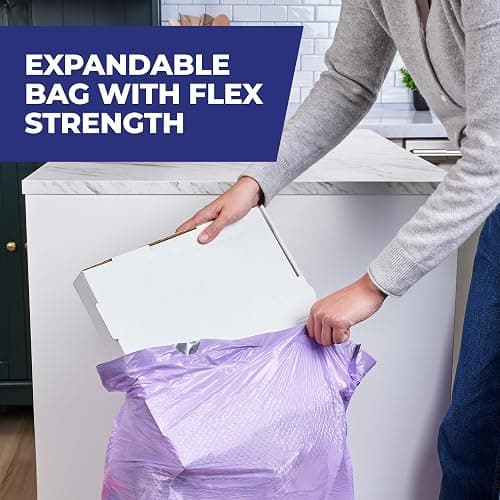 Hefty Ultra Strong 13 Gallon Trash Bags, Tall Kitchen Trash Bags 13 Gallon Size, Resist Leaks, Punctures, and Rips, Continuous Odor Control, Purple, Fabuloso Scent, 110 Bags thumbnail 6