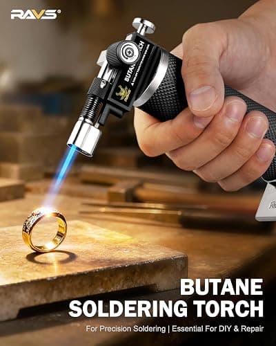 RAVS Butane Torch Lighter, DUAL Flame Mode Kitchen Torch, Refillable Cooking Torch Gun, Creme Brulee Torch Lighter, Blow Torch for Cooking, Welding, Mini Torch Soldering Torch, Butane is Not Included thumbnail 5