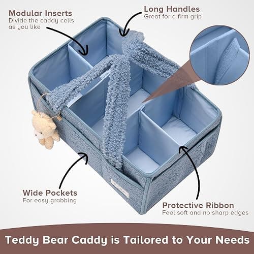 PeraBella Baby Diaper Caddy Organizer with Handle, Boy & Girl Shower Gift Basket, Portable Diaper Storage Basket Bin for Wipes, Newborn Baby Essentials Registry Search Must Haves, Car Caddy Organizer thumbnail 8