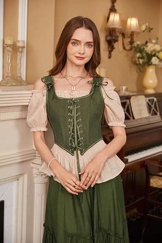 SCARLET DARKNESS Women's Renaissance Corset Tops Vintage Lace Up Overbust Bustier Bodice thumbnail 7