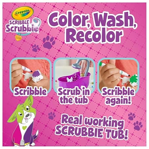 Crayola Scribble Scrubbies Glam Pack (4 Pets), Holiday for Kids, Washable Pet Care Toy, Coloring Animal Craft, Stocking Stuffer Toys for Girls & Boys, 3+ thumbnail 3