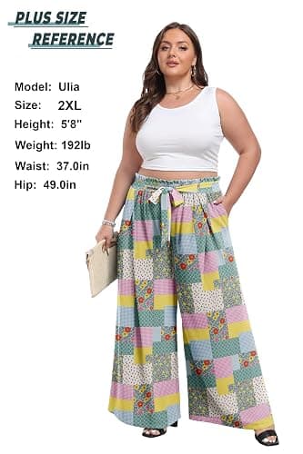 Lepunuo Wide Leg Pants for Women High Waisted Palazzo Pants Work Casual Flowy Tie Knot Trousers with Pockets thumbnail 4