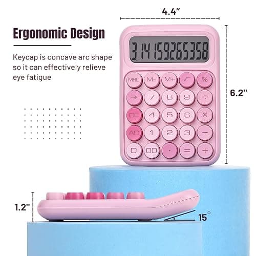 Mr. Pen- Mechanical Switch Calculator, 12 Digit Large LCD Display, Pink | With Big Buttons, Mechanical Switch Calculator for Home, School, Office thumbnail 2