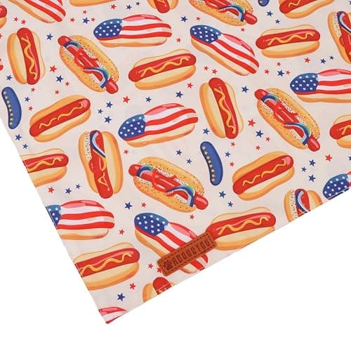 ADOGGYGO American Flag Dog Bandana, Ice Cream Hamburg Flag Pet Scarf, Premium Durable Fabric, Patriotic 4th of July Bandanas for Medium Large Dogs Pets (Large) thumbnail 6