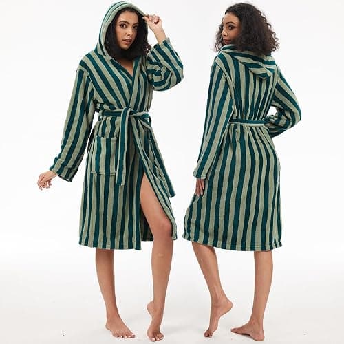 Terry Striped Robe - Cotton Kimono Terry Cloth Bathrobe thumbnail 3