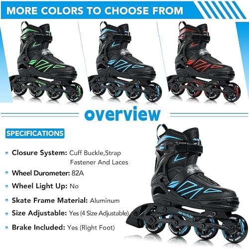 PAPAISON Boys Inline Skates Ages 5-8 8-12, Adjustable Size Beginner Roller Skates Blades for Kids Youth thumbnail 6