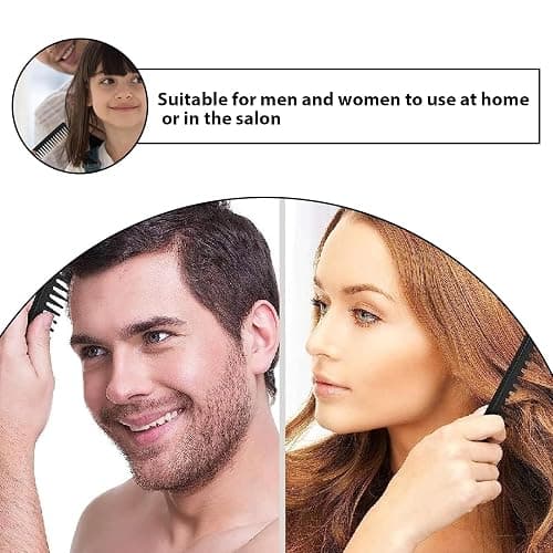 GVSS Ensemble de 4 Pièces Peigne à Cheveux Bouclés Antistatique, Dents Larges pour Tous Types de Cheveux, Femmes et Hommes, Noir thumbnail 7