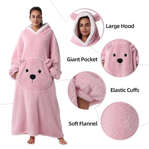 Huahomehui ZXIMU Blanket Hoodie, Wearable Blanket Extra Long Hoodie Blanket for Women Comfy Snugaies for women. thumbnail 3