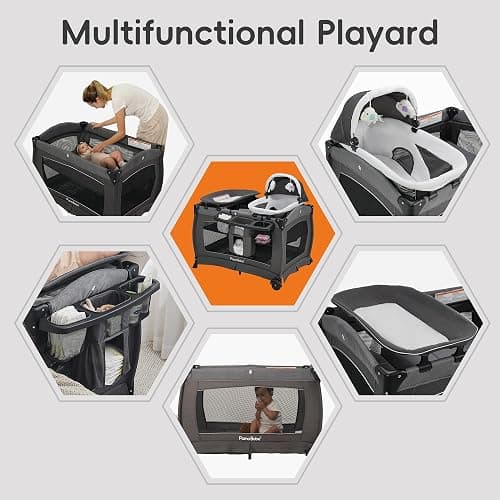 Pamo Babe Portable Playpen Foldable Playard for Baby and Toddler Mattress, Changing Table for Newborn Portable Playard thumbnail 4