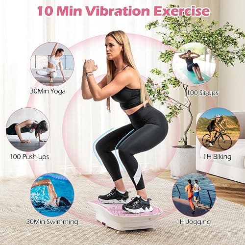 Goplus Vibration Plate Exercise Machine, Vibrating Platform for Lymphatic Drainage, Weight Loss, Home Fitness Workout Stand Full-Body Shaker Power with 10 Speed, Remote for Women Men thumbnail 7