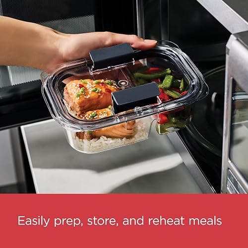 Rubbermaid Brilliance Meal Prep Containers, 2-Compartment Food Storage Containers, 2.85 Cup, 5-Pack, BPA-Free, Clear/Grey thumbnail 4