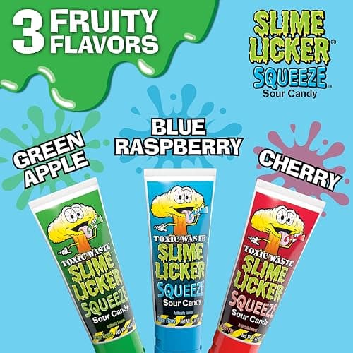 Toxic Waste Slime Licker Squeeze Candy, Apple Razz Cherry, 3 Pack Tubes | Squeezable sour gel, blue raspberry taste, fun novelty format, great for kids, adults, and gifting thumbnail 2