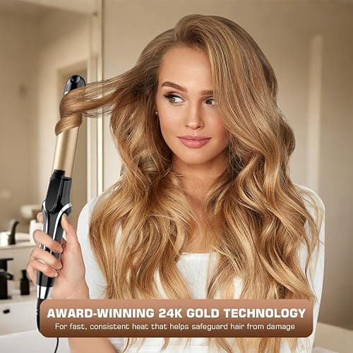 Gifts for Women Curling Iron, 2 in 1 Hair Straightener and Curler, 1.25 Inch Ceramic Curling Wand with Adjustable Temperature, Dual Voltage for All Hair Types, thumbnail 2
