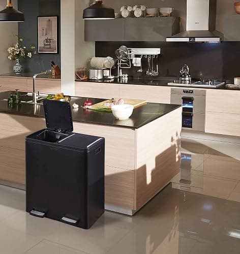 The Step N' Sort 18.5 Gallon Extra Large Capacity, Soft-Step, Dual Trash and Recycling Bin with Removable Inner Bins Black (900702B) - Black thumbnail 6