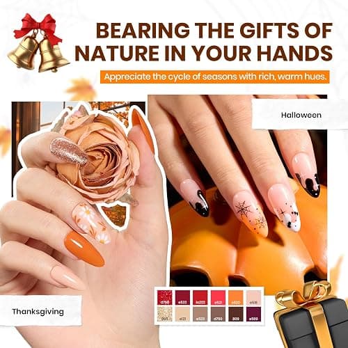 Beetles Winter Gel Nail Polish Set, 70 PCS 60 Colors Red Green Pink Brown Blue Nude Glitter Gel Nail Polish Kit with Base Top Coat for Beginners UV LED Needed DIY Salon Christmas Gifts for Women thumbnail 4